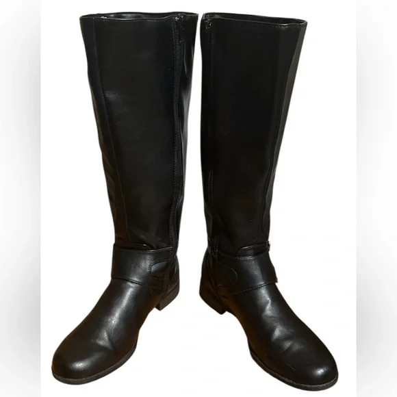 Women’s Knee High Black Leather Boots Size 10W - Picture 6 of 11